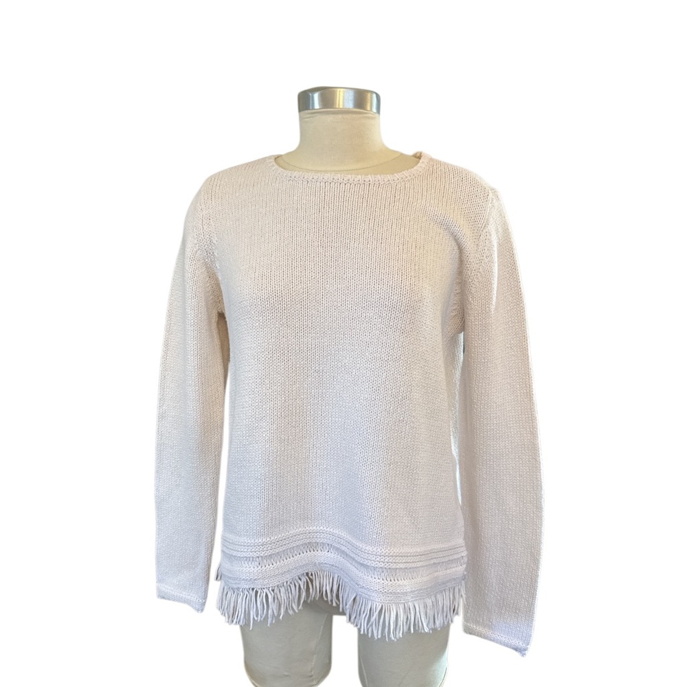 Elliott Lauren Off-White Fringe Sweater